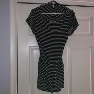 grey and white striped romper